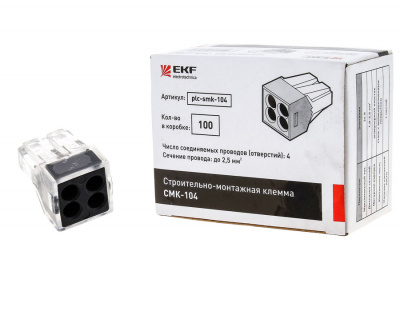 Строительно-монтажная клемма 4 отверстия 1,0-2,5мм2 EKF PROxima СМК 773-104 EKF 773 plc-smk-104