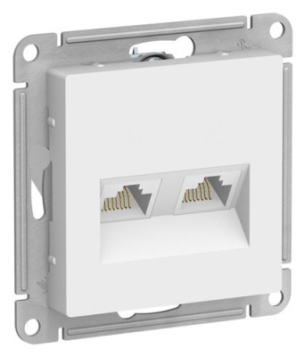 SE AtlasDesign Розетка двойная компьютерная RJ45+RJ45 Лотос кат.5E механизм Systeme Electric AtlasDesign ATN001385