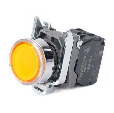 Systeme Electric Кнопка SB4 с подсвет в сборе модуль 22мм желтая металл 230-240ВAC 1НО Systeme Electric  SB4BW35M1