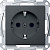 Розетка 1-ая с заземлением с защитными шторками безвинт.зажим Merten System M Антрацит