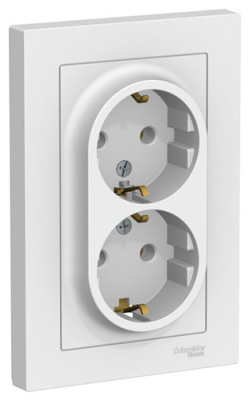 SE AtlasDesign Розетка двойная с заземлением Лотос 16А в сборе Systeme Electric AtlasDesign ATN001324