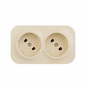 Розеточный блок с предварительным подключением 2 x 2К без шторок - 16 A - 250 В~  IP 20 Legrand Quteo Слоновая кость 