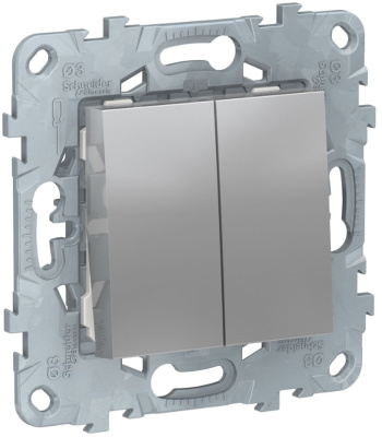 Переключатель 2-клавишный 2 х сх.6 Schneider Electric Unica New Алюминий Schneider Electric Unica New NU521330
