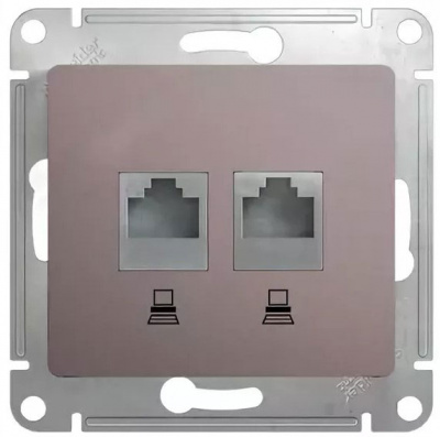 Розетка двойная компьютерная RJ45+RJ45 кат.5E механизм Systeme Electric Glossa Платина Systeme Electric Glossa GSL001285KK