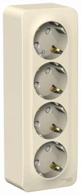 Розетка 4-ая с заземлением со шторками накладного монтажа с изолирующей пластиной 16A 250В Systeme Electric Blanca Молочный Systeme Electric Blanca BLNRA011412