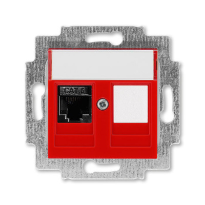 Розетка информационная RJ45 категория 6 и заглушка красный ABB Levit ABB Levit 2CHH296117A6065