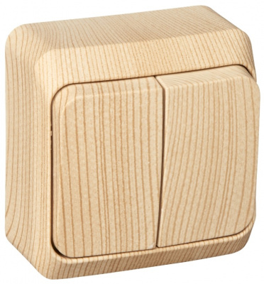 Выключатель 2-клавишный накладного монтажа 10A (схема 5) IP20 SE Этюд Дача Сосна Systeme Electric Этюд BA10-002D