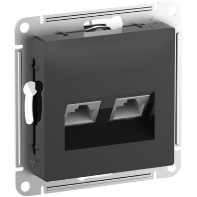 Розетка двойная компьютерная RJ45+RJ45, кат.6А механизм Schneider Electric AtlasDesign Карбон Systeme Electric AtlasDesign ATN001088