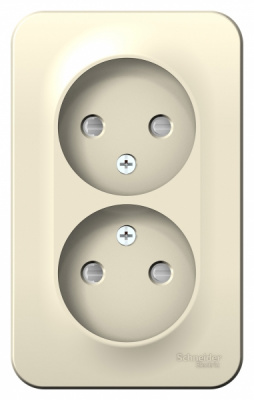 Розетка двойная без заземления со шторками накладного монтажа с изолирующей пластиной 16A 250В Systeme Electric Blanca Молочный Systeme Electric Blanca BLNRA001212