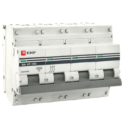Автоматический выключатель 4P 125A C 10kA EKF PROxima ВА 47-100 EKF PROxima ВА 47-100 mcb47100-4-125C-pro