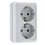 Розетка 2-местная 16A с заземлением с защитными шторками EKF PROxima Рим Белый