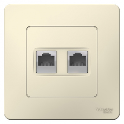Розетка двойная компьютерная скрытой установки RJ45 кат.5E Systeme Electric Blanca Молочный Systeme Electric Blanca BLNIS045452