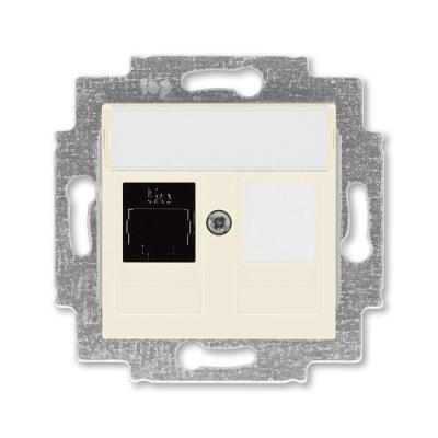 Розетка информационная RJ45 категория 5e и заглушка слоновая кость ABB Levit ABB Levit 2CHH295117A6017