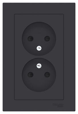 Розетка двойная без заземления со шторками16A в сборе Schneider Electric AtlasDesign Карбон Systeme Electric AtlasDesign ATN001022
