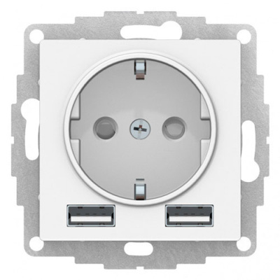 SE AtlasDesign Розетка c 2 USB Лотос 16А A+A 5В/24А 2х5В/12А механизм Systeme Electric AtlasDesign ATN001330
