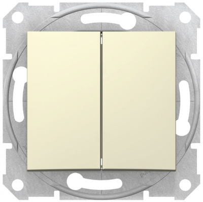 Выключатель 2-клавишный 10A Schneider Electric Sedna Бежевый Schneider Electric Sedna SDN0300147