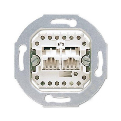 Механизм Розетка телефонная (RJ12) / комп (RJ45) 2-ая наклонная кат.3 Jung Jung Eco Profi Механизмы EPUAE8-8UPO