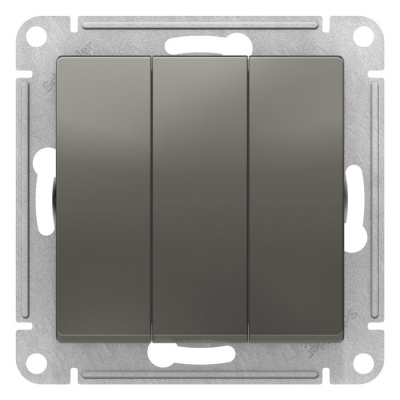 Выключатель 3-клавишный сх.1+1+1 10AX механизм Schneider Electric AtlasDesign Сталь Systeme Electric AtlasDesign ATN000931