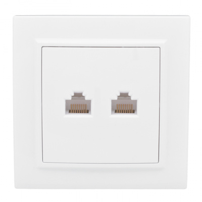 Розетка RJ-45 2-местная СП EKF Basic Минск Белый EKF Минск ERK02-035-10