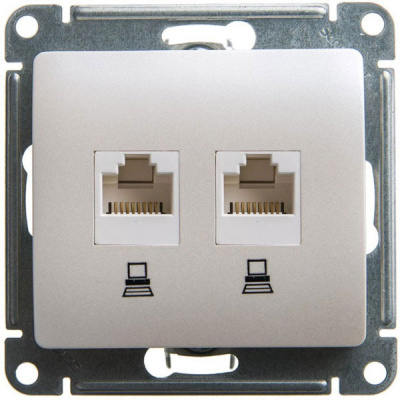 Розетка двойная компьютерная RJ45+RJ45 кат.5E механизм Systeme Electric Glossa Перламутр Systeme Electric Glossa GSL000685KK