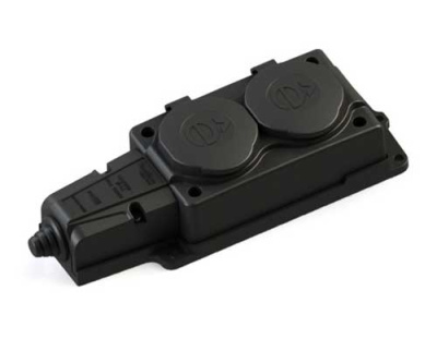 Systeme Electric MultiSet Колодка 2х розетка 2К+З каучуковая 16А/250В IP44 Чёрная Systeme Electric MultiSet MST4102BK