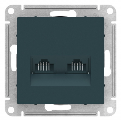 Розетка двойная компьютерная RJ45+RJ45 кат.5E механизм Schneider Electric AtlasDesign Изумруд Systeme Electric AtlasDesign ATN000885