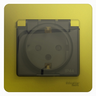 Розетка с заземлением со шторками с крышкой IP44 16A 250В в сборе Systeme Electric Glossa Фисташковый Systeme Electric Glossa GSL001048