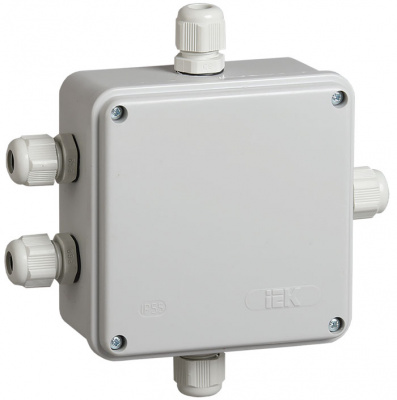 Коробка распаячная о/п (5 гермовводов) 100х100х50мм, IP55 / серый IEK КМ41330 IEK КМ UKO10-100-100-050-K51-55