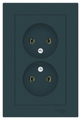 Розетка двойная без заземления 16A в сборе Schneider Electric AtlasDesign Изумруд Systeme Electric AtlasDesign ATN000820
