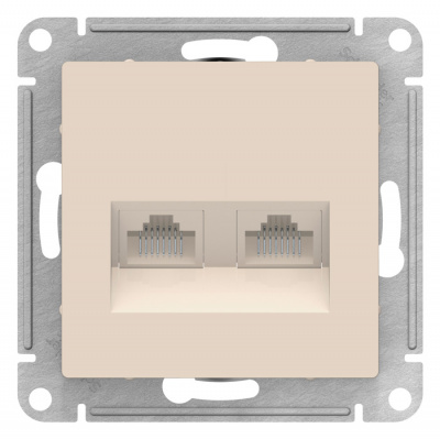 Розетка двойная компьютерная RJ45+RJ45 кат.5E механизм Schneider Electric AtlasDesign Бежевый Systeme Electric AtlasDesign ATN000285