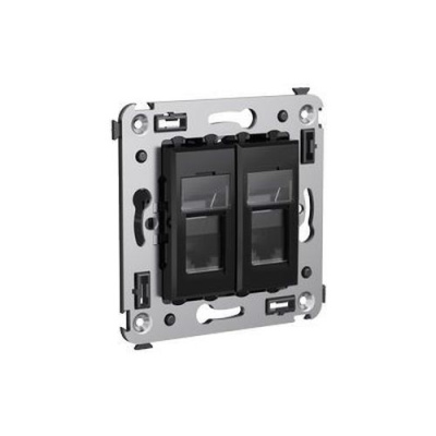 Компьютерная розетка RJ-45 в стену, кат.6 двойная,"Avanti", "Черный квадрат" DKC DKC Avanti 4402294DKC