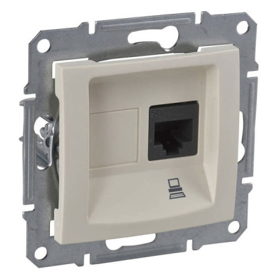 Розетка компьютерная 1-ая RJ45 кат.5e UTP неэкранированная Schneider Electric Sedna Бежевый Schneider Electric Sedna SDN4300147