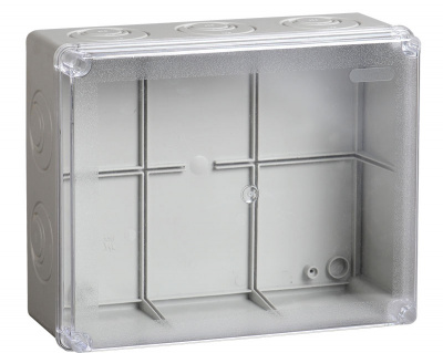 Коробка распаячная с прозрачной крышкой о/п (5 кабельных вводов) 240х195х90мм, IP44 / серый IEK КМ41275 IEK КМ UKO10-240-195-090-K51-44