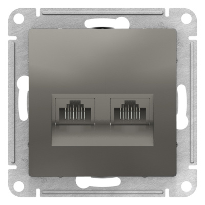 Розетка двойная компьютерная RJ45+RJ45 кат.5E механизм Schneider Electric AtlasDesign Сталь Systeme Electric AtlasDesign ATN000985
