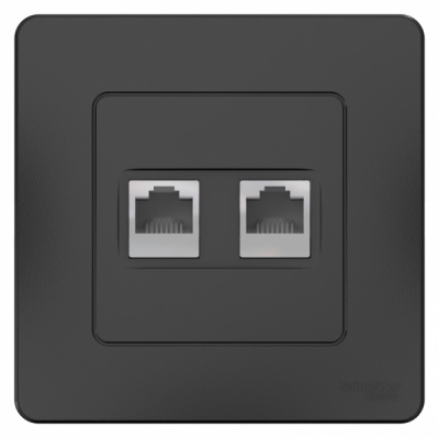 Розетка компьютерная скрытой установки RJ45 кат.5E + телефон RJ11 Systeme Electric Blanca Антрацит Systeme Electric Blanca BLNIS045116