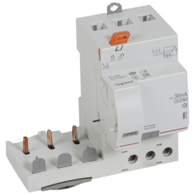 Дифференциальный блок DX3 - тип Hpi - 30 мА - 3П - 400 В~ - 63 А - 3 модуля Legrand Legrand  410486