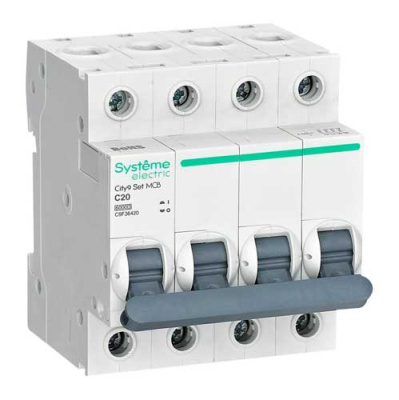 Systeme Electric City9 Set Автомат (АВ) С 20А 4P 6kA 400В Systeme Electric City9 C9F36420