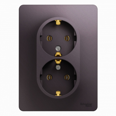 Розетка двойная с заземлением 16A 250В в сборе Systeme Electric Glossa Сиреневый туман Systeme Electric Glossa GSL001424