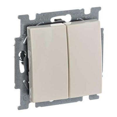 Выключатель 2-клавишный ABB BJB Basic55 Слоновая кость ABB Basic 55 2CKA001012A2148