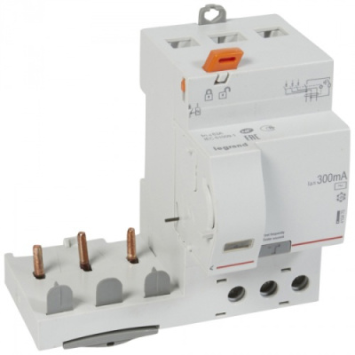 Дифференциальный блок DX3 - тип AC - 300 мА - 3П - 400 В~ - 63 А - 3 модуля Legrand Legrand  410475