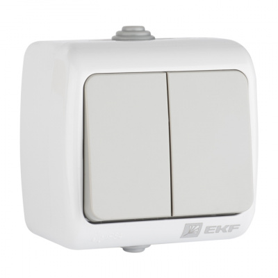 Выключатель 2-клавишный 10A IP54 серый EKF Мурманск EKF Мурманск EFV10-023-30-54