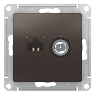 Розетка двойная комп+TV RJ45+TV кат.5E механизм Schneider Electric AtlasDesign Мокко Systeme Electric AtlasDesign ATN000689