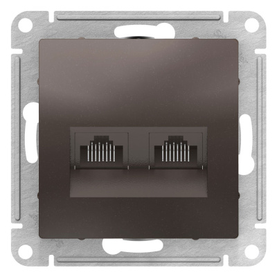 Розетка двойная компьютерная RJ45+RJ45 кат.5E механизм Schneider Electric AtlasDesign Мокко Systeme Electric AtlasDesign ATN000685