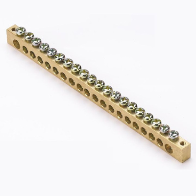 Шина "ноль-земля" 8х12мм 20 отверстий латунь крепеж по краям EKF PROxima PEN EKF PROxima sn0-125-20-k