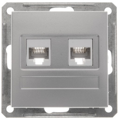 Розетка компьютерная 2-ая RJ45 кат.5e Wessen 59 Матовый хром Wessen Wessen 59 RSI-251KK5E-5-86