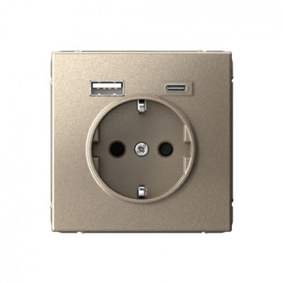 ARTGALLERY РОЗЕТКА 16А с 2 USB A+C, 5В/2,4А/3,0А, 2х5В/1,5А, механизм, ШАМПАНЬ Systeme Electric ArtGallery GAL000532