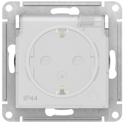 Розетка с заземлением со шторками с крышкой 16A IP44 механизм Schneider Electric AtlasDesign AQUA Белый Systeme Electric AtlasDesign ATN440146