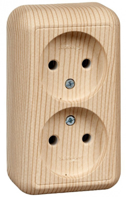 Розетка 2-ая б/з 10A изолир. плата накладная в сборе (DIY) Wessen Прима Сосна Wessen Wessen Прима RA16-213I-7I