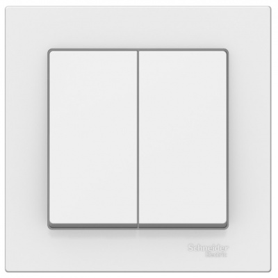 Белый Выключатель 2-клавишный сх.6 10AX в сборе Schneider Electric AtlasDesign Белый Systeme Electric AtlasDesign ATN000152