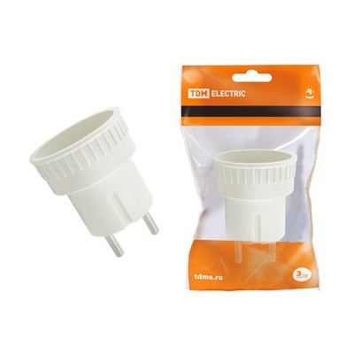Адаптер розетка без заземления – Shuco 6A 250V IP20 белый TDM TDM ELECTRIC  SQ1806-0023